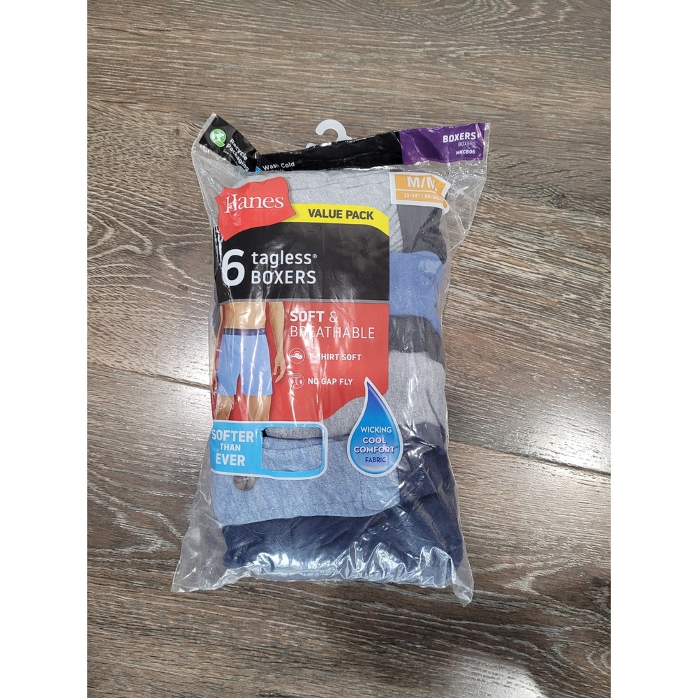 Hanes Mens 6 Pack Tagless Boxer Briefs Soft Breathable No Gap Fly size Medium #1